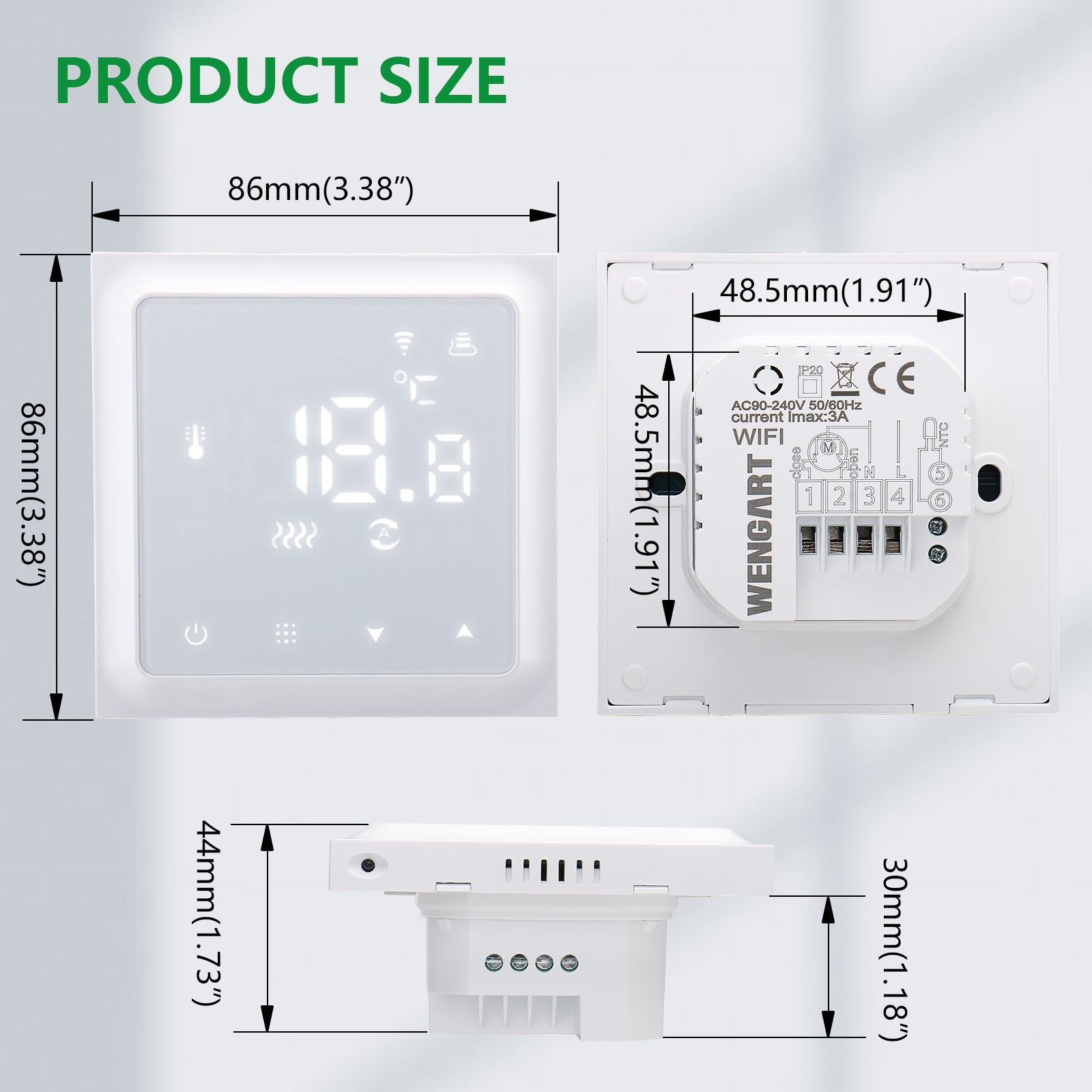 Wengart Home Thermostaat Programmeerbare WG03-4, AC230V Max3A Touch Screen LCD Display Werk voor Stralende Vloerverwarming Zwart Wengart Home Thermostaat Programmeerbare WG03-4, AC230V Max3A Touch Screen LCD Display Werk voor Stralende Vloerverwarming Zwart